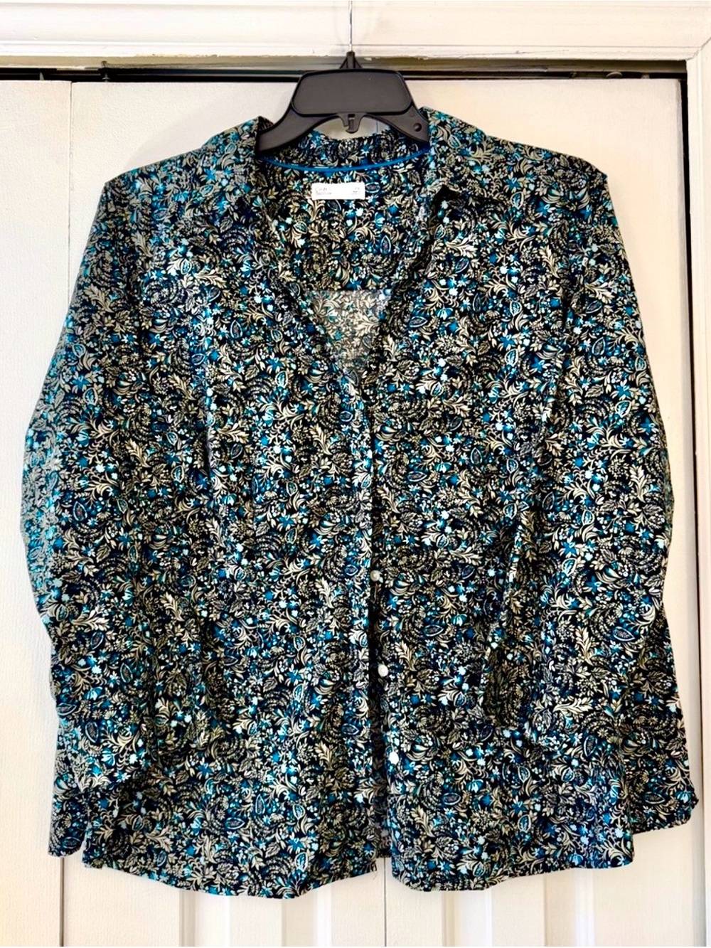 croft & barrow Black shirt with Teal Floral Print